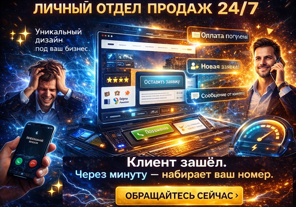 Макет сайта с уведомлениями